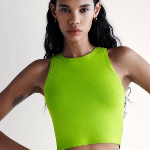 Zara lime green top. Small - Picture 1 of 3